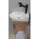 ALVİT Banyo Ve Tuvalet Mini Köşe Lavabo 28*45 Cm (banyo Dolabı Dahil)
