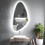 Alvora Led'li Lazer Kumlamalı Lavabo & Banyo Aynası (Dokunmatik Sensörlü) beyaz ledli 110 x 55