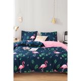 Always Çarşafı Lastikli Çift Taraflı Çift Kişilik Nevresim Takımı Flamingo