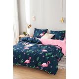 Always Çift Kişilik Lastikli Çarşaflı 3D Desenli Lacivert Nevresim Takımı 200 x 220 cm