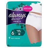 Always Discreet idrar kaçırma pantolonu beden M (9 külot) Plus, gizli koruma ve yüksek gücü, koku nötralize edici