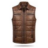 Always Leather Cihan Erkek Hakiki Kuzu Derisi Yelek - Şişme Model Fermuarlı Kahverengi S
