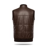 Always Leather DEMİR ERKEK DERİ YELEK -%100 Hakiki Deri Çok Cepli Şişme Günlük Kışlık Yelek KOYU KAHVERENGİ 2XL