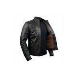 Always Leather Erkek Hakiki Deri Ceket Dik Yaka Fermuarlı Klasik Siyah Siyah XL