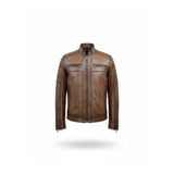 Always Leather Erkek Hakiki Kuzu Derisi Biker Deri Ceket – Kahverengi Kahverengi S