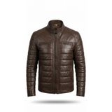 Always Leather Erkek Kahverengi Hakiki Deri Kapitone Detaylı Hakim Yaka Mont Kahverengi L