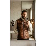 Always Leather Hakiki Kuzu Derisi Erkek Sisme Yelek - Kahve Kahverengi L