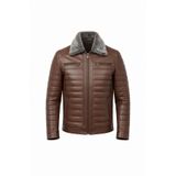 Always Leather Hakiki Kuzu Derisi Kürklü Yaka Çıkarılabilir Deri Ceket Kahverengi Kahverengi M