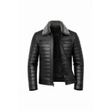 Always Leather Hakiki Kuzu Derisi Kürklü Yaka Çıkarılabilir Deri Ceket Siyah Siyah 2XL