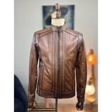 Always Leather Usta Işi Özel Dikim Deri Mont - 227-Kahverengi - 4XL