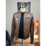 Always Leather Usta Işi Özel Dikim Deri Mont - Kahverengi - 5XL
