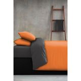 Always Ranforce Çift Taraflı Çift Kişilik Nevresim Takımı - 200 x 220 cm - Gri - Turuncu