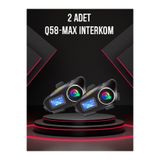 ALWAYS TEKNOLOJİ 2 ADET Q58-MAX Radyolu Telsiz Özellikli 2 Kişi Bağlantılı Bluetooth Kask Kulaklık Ekranlı Fenerli Mü