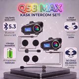Always Teknoloji 2 Adet Q58-MAX Radyolu Telsiz Özellikli 2 Kişi Bağlantılı Bluetooth Kask Kulaklık Ekranlı Fenerli Müzik ve Intercom - Siyah