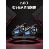 Always Teknoloji 2 Adet Q58-MAX Radyolu Telsiz Özellikli 2 Kişi Bağlantılı Bluetooth Kask Kulaklık Ekranlı Fenerli Müzik ve Intercom - Siyah