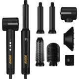 Always Teknoloji 7 Başlıklı Iyonik Saç Şekillendirici Saç Kurutma Fön Makinası 7in1 Multi Styler 110000 Rpm 1400W - Siyah - 1400W 110000RPM