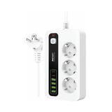 Always Teknoloji Akım Korumalı 4 Usb'li ve 3 Type-C Li 3'lü Grup Priz 2 M Uzatma Kablosu Beyaz - Standart