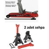 ALWAYSSPEED - Friko 2.5 Ton Düşük Profil Hidrolik Kriko 3 Ton Sehpa Set