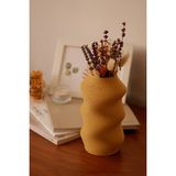 Alwen Vina | Kuru Çiçek Vazosu | Dekoratif Hediyelik Eşya | Ev Dekoru | 11 x 19 cm - Sütlü Kahve - 11 x 19 cm