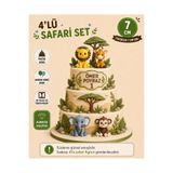 Alwin3d Safari 4lü Set Pasta Süsü, Doğum Günü Aslan, Maymun, Zürafa, Fil