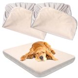 ALWZ-RDY Köpek Yatak Örtüleri Yedek Yıkanabilir Orta,%100 Su Geçirmez Köpek Yatak Örtüsü Yumuşak Gürültüsüz Köpek Yatak Çarşafları%50 Dayanıklılığı Artırır, Bej 2'li Paket 91,4 x 68,5 cm