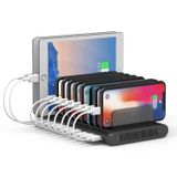 Alxum Cep telefonu şarj istasyonu, 60 W, 10 bağlantı noktalı, USB, cep telefonu, tablet için, siyah