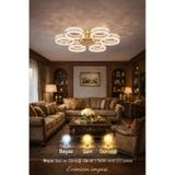 Alya 6lı Gold Plafonyer 3 Renk Led Secenekli Salon Oturma Odası Ledli Avize Altın - Gold