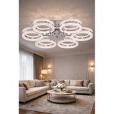 Alya 6lı Gold Plafonyer 3 Renk Led Secenekli Salon Oturma Odası Ledli Avize Gümüş