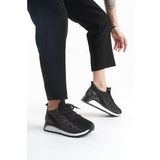 ALYA Bağcıklı Ortopedik Taban Taşlı Kadın Sneaker Spor Ayakkabı CBT - Siyah