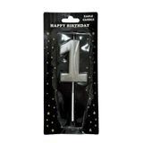 ALYA butik 15 cm 1 yaş doğum günü büyük rakam sayılı pasta mumu gümüş renk