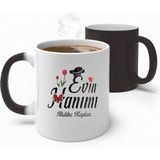 Alya Gift Shop Kişiye Özel Evin Hanımı Sihirli Kupa Bardak - Beyaz - 300 ml