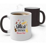 Alya Gift Shop Kişiye Özel Müzik Öğretmeni Sihirli Kupa Bardak - Beyaz - 300 ml