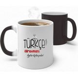 Alya Gift Shop Kişiye Özel Türkçe Öğretmeni Sihirli Kupa Bardak - Beyaz - 300 ml