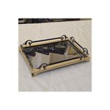 alya home aksesuar Dekoratif Aynalı Metal Tepsi 38x26 cm Antik
