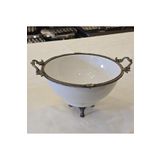 alya home aksesuar Metal Çerçeveli Ayaklı 26 cm Porselen Salata Kasesi Antik