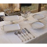Alya Home Gümüş Çerçeveli Salata Kaseli Porselen Sunum Seti