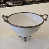 Alya Home Metal Çerçeveli Ayaklı 26 cm Porselen Salata Kasesi Antik