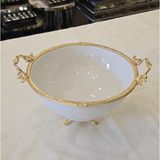Alya Home Metal Çerçeveli Ayaklı 26 cm Porselen Salata Kasesi