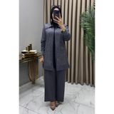 ALYA MUHTEŞEM TAŞLI TAKIM GRİ TAŞ DETAYLI TESETTÜR İKİLİ TAKIM ESNEK KRİSTAL BELİS KUMAŞ