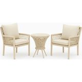 Alya Raddan 1+1 Bistro Set Minderli 2 Kişilik Raddan Oturma Grubu Camlı Sehpa Bahçe Balkon Teras Set - Cappuccino
