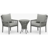 Alya Raddan 1+1 Bistro Set Minderli 2 Kişilik Raddan Oturma Grubu Camlı Sehpa Bahçe Balkon Teras Set - Gri