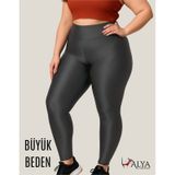 Alya Underwear Büyük Beden Tayt Dalgıç Kumaş Yüksek Bel Antrasit