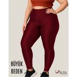 ALYA UNDERWEAR Büyük Beden Tayt Dalgıç Kumaş Yüksek Bel ( Bordo, 2xl)