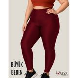 Alya Underwear Büyük Beden Tayt Dalgıç Kumaş Yüksek Bel Bordo