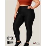 ALYA UNDERWEAR Büyük Beden Tayt Dalgıç Kumaş Yüksek Bel ( Siyah, 5xl)
