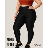 Alya Underwear Büyük Beden Tayt Dalgıç Kumaş Yüksek Bel SiYAH