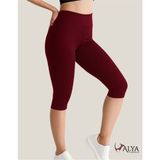 Alya Underwear Diz Altı Kapri Tayt Yüksek Bel Likralı Dalgıç Kumaş ( Bordo, Xl )