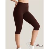 Alya Underwear Diz Altı Kapri Tayt Yüksek Bel Likralı Dalgıç Kumaş ( Kahverengi, S )