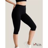 Alya Underwear Diz Altı Kapri Tayt Yüksek Bel Likralı Dalgıç Kumaş ( Siyah, S )