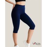Alya Underwear Diz Altı Kapri Tayt Yüksek Bel Likralı Parlak Dalgıç Kumaş, Antrasit Füme Lacivert